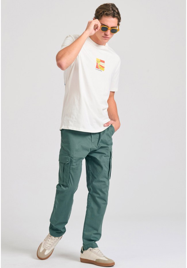 Tapered fit cargo παντελόνι σε ζακάρ ύφανση