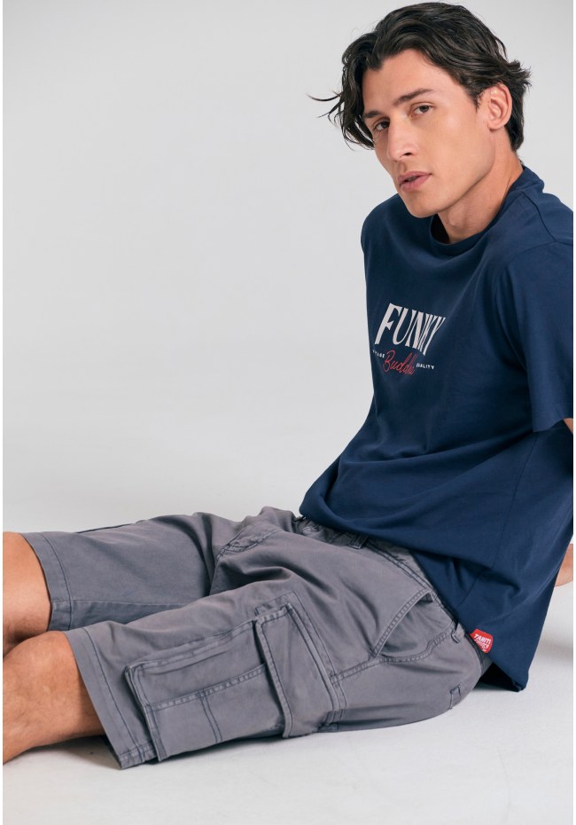 Loose fit garment dyed cargo βερμούδα