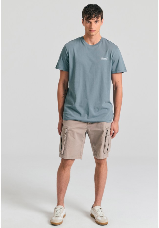 Loose fit garment dyed cargo βερμούδα
