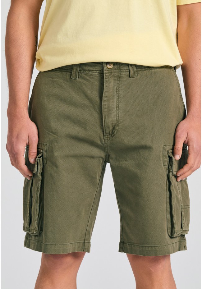 Loose fit garment dyed cargo βερμούδα