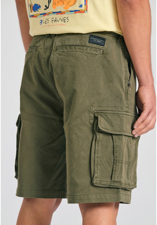 Loose fit garment dyed cargo βερμούδα