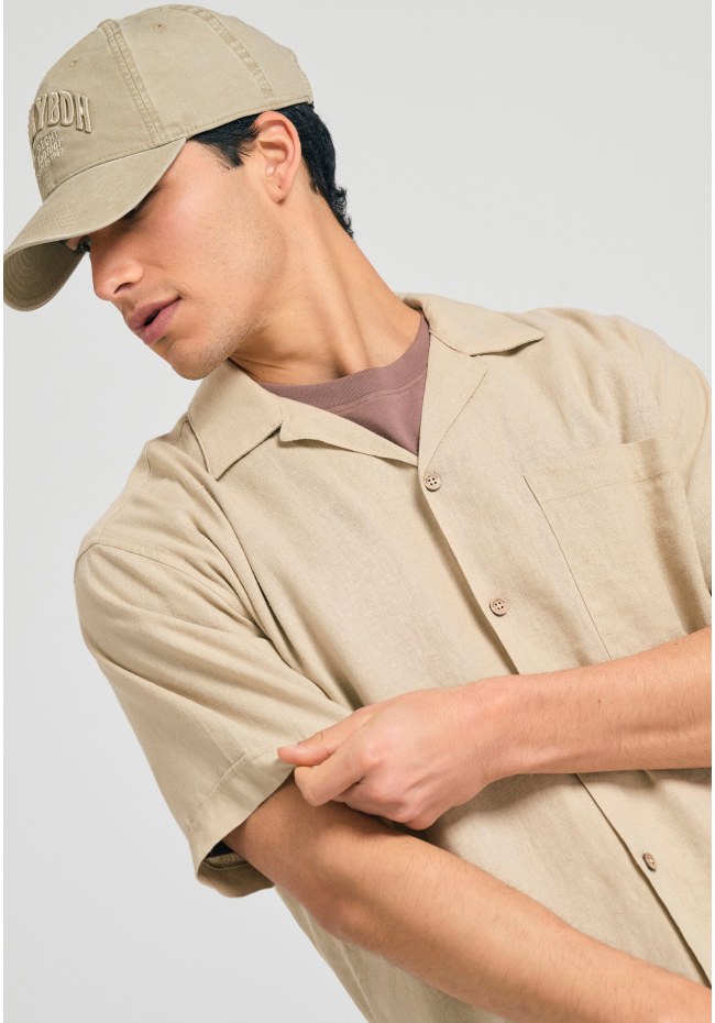 Κοντομάνικο relaxed fit πουκάμισο από λινό και lyocell