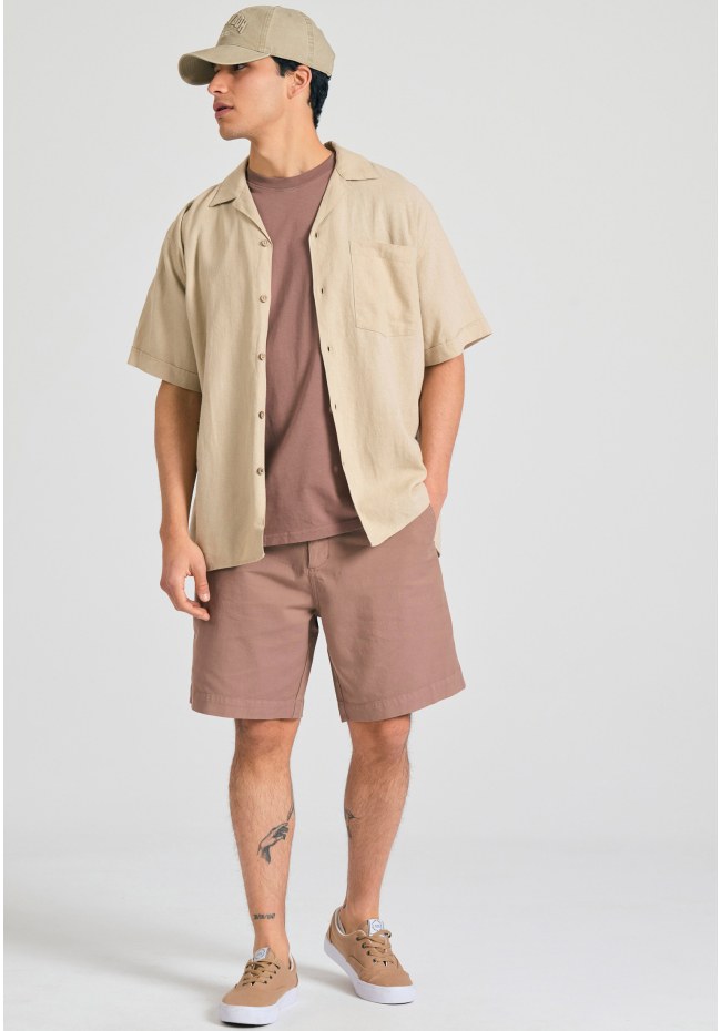 Κοντομάνικο relaxed fit πουκάμισο από λινό και lyocell