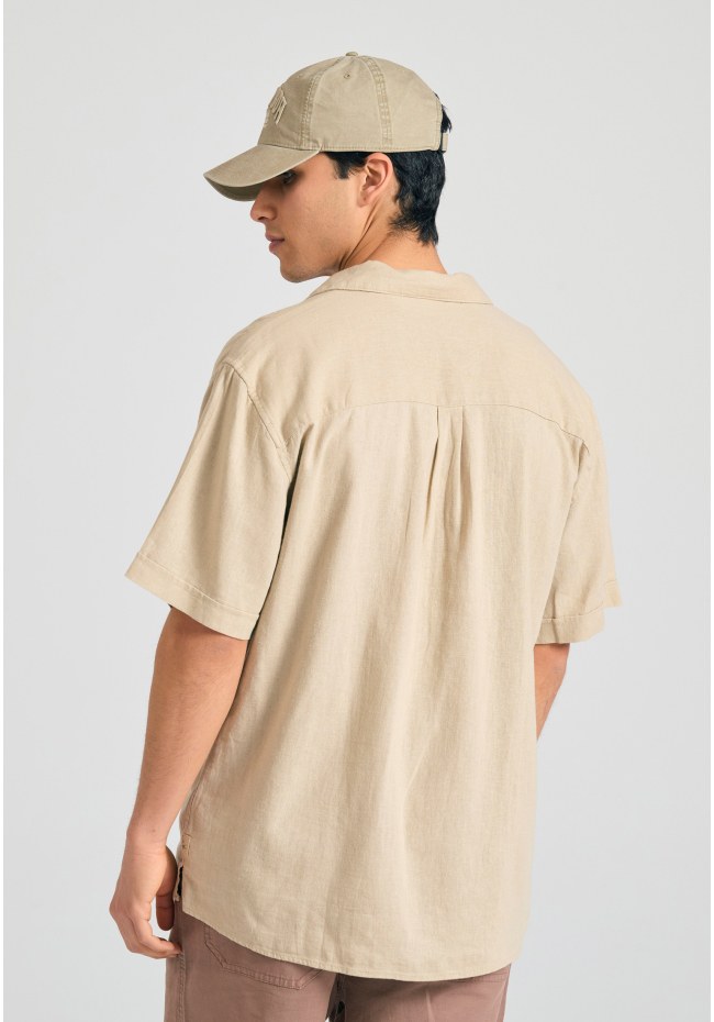 Κοντομάνικο relaxed fit πουκάμισο από λινό και lyocell