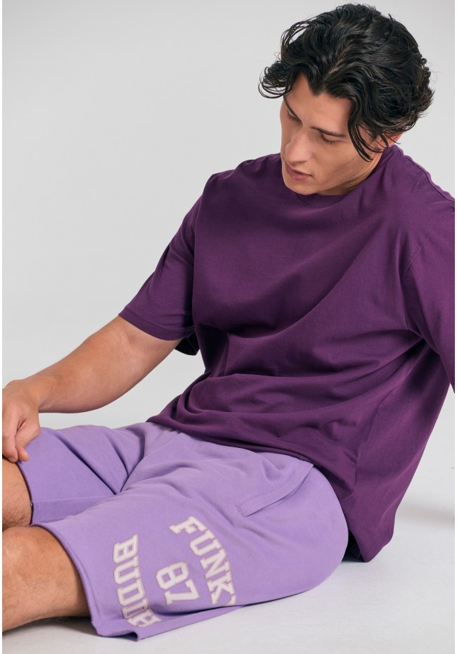 Wide leg fit αθλητική βερμούδα με branded τύπωμα