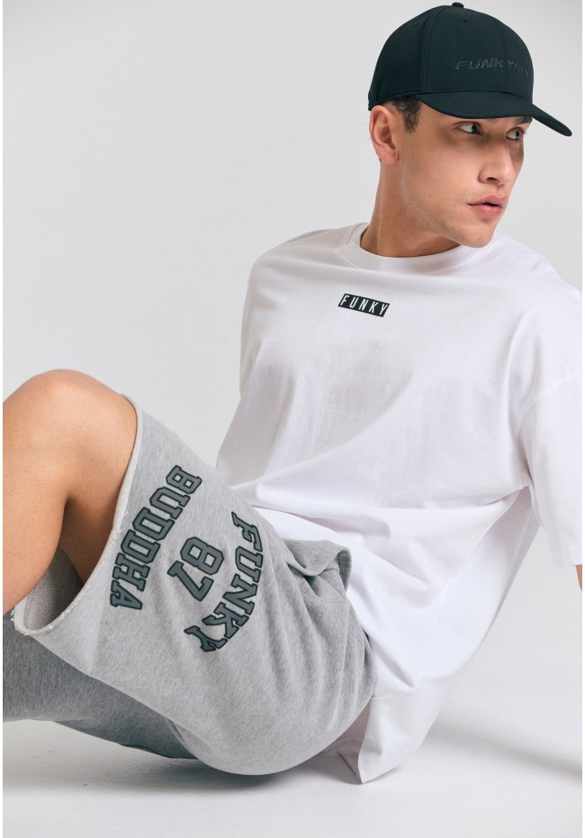 Wide leg fit αθλητική βερμούδα με branded τύπωμα