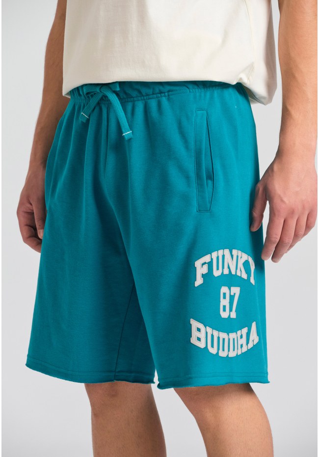 Wide leg fit αθλητική βερμούδα με branded τύπωμα