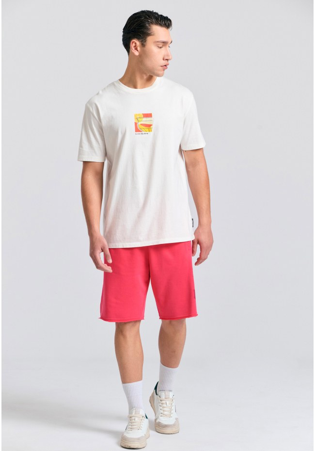 Wide leg fit αθλητική βερμούδα με branded τύπωμα
