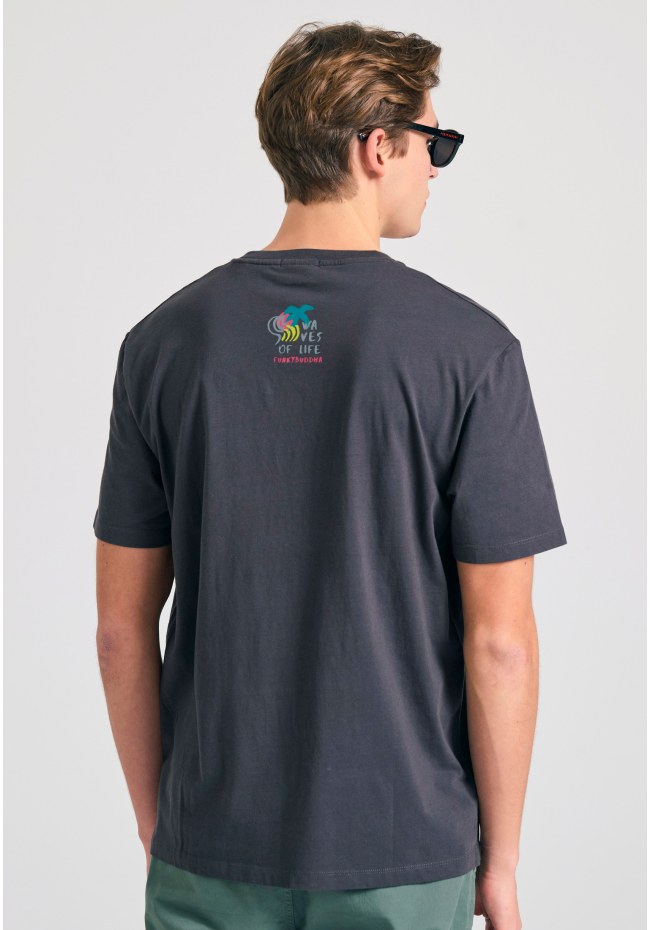 Relaxed fit t-shirt με abstract frame τύπωμα