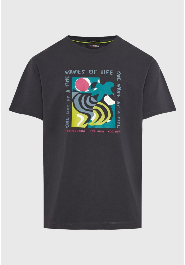 Relaxed fit t-shirt με abstract frame τύπωμα