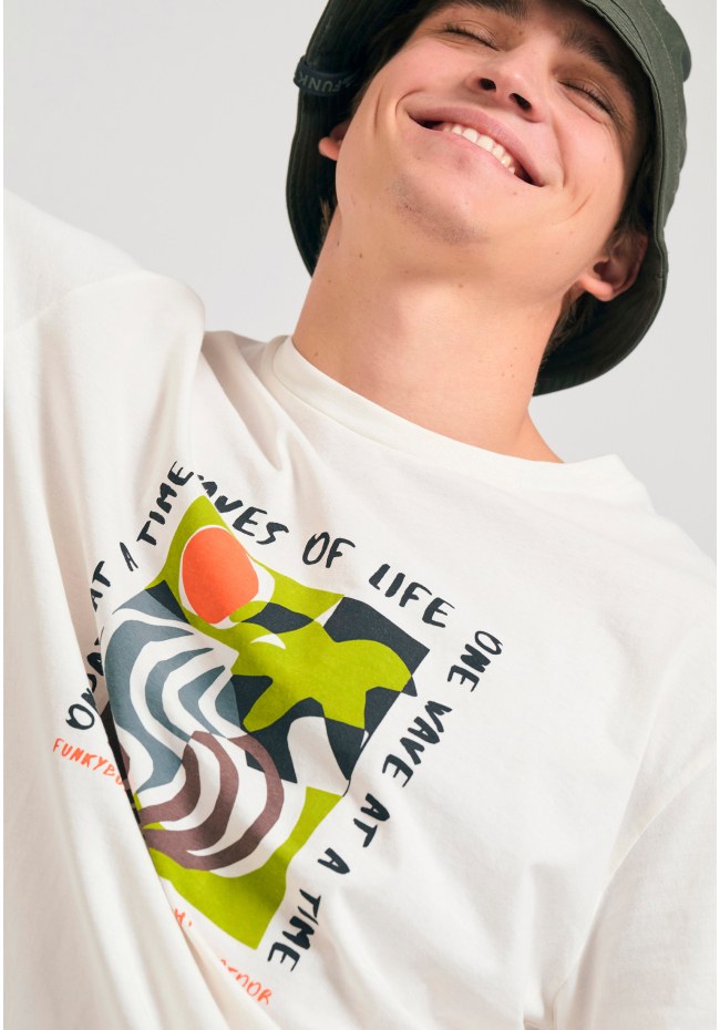 Relaxed fit t-shirt με abstract frame τύπωμα