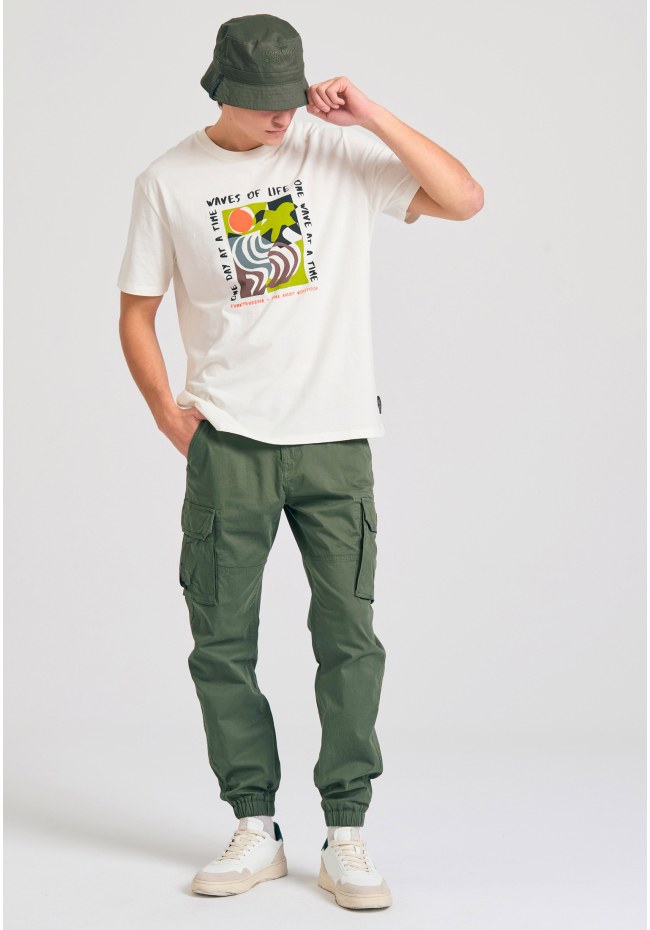 Relaxed fit t-shirt με abstract frame τύπωμα
