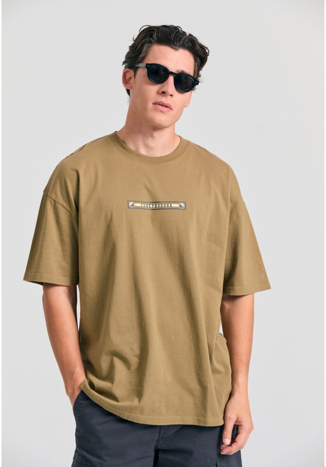 Oversized garment dyed t-shirt με retro frame τύπωμα