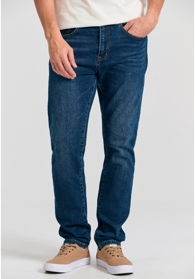 Slim tapered fit τζιν παντελόνι με ελαφρύ ξεθώριασμα