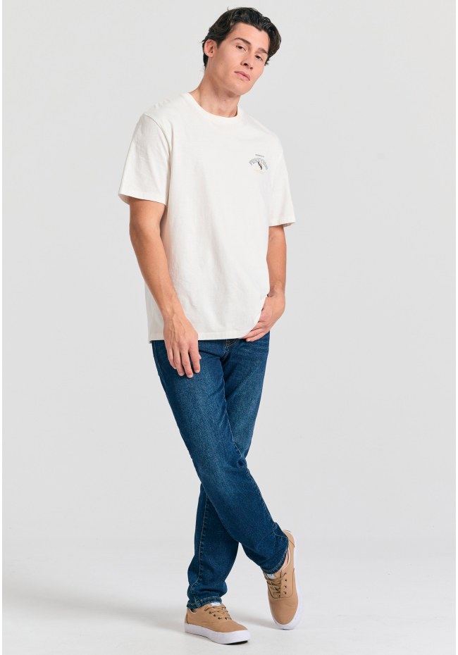 Slim tapered fit τζιν παντελόνι με ελαφρύ ξεθώριασμα
