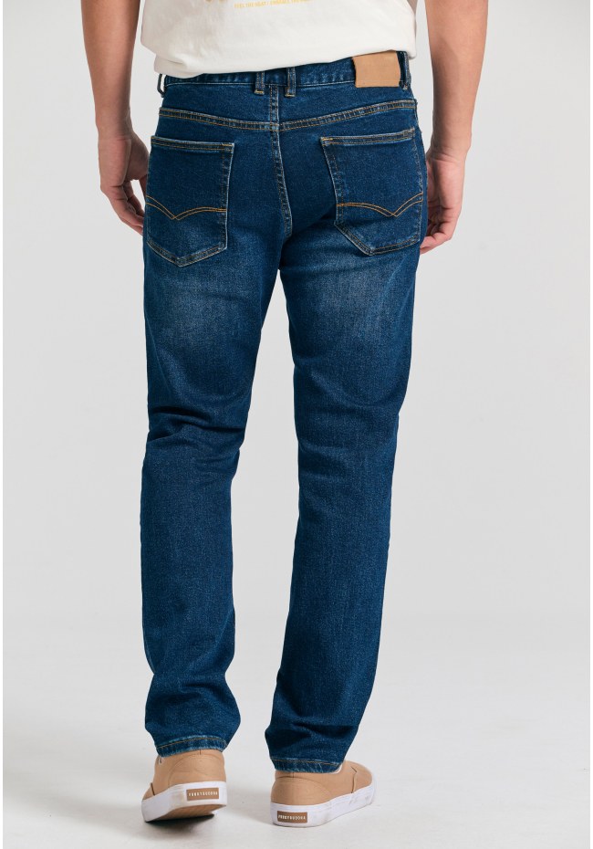 Slim tapered fit τζιν παντελόνι με ελαφρύ ξεθώριασμα