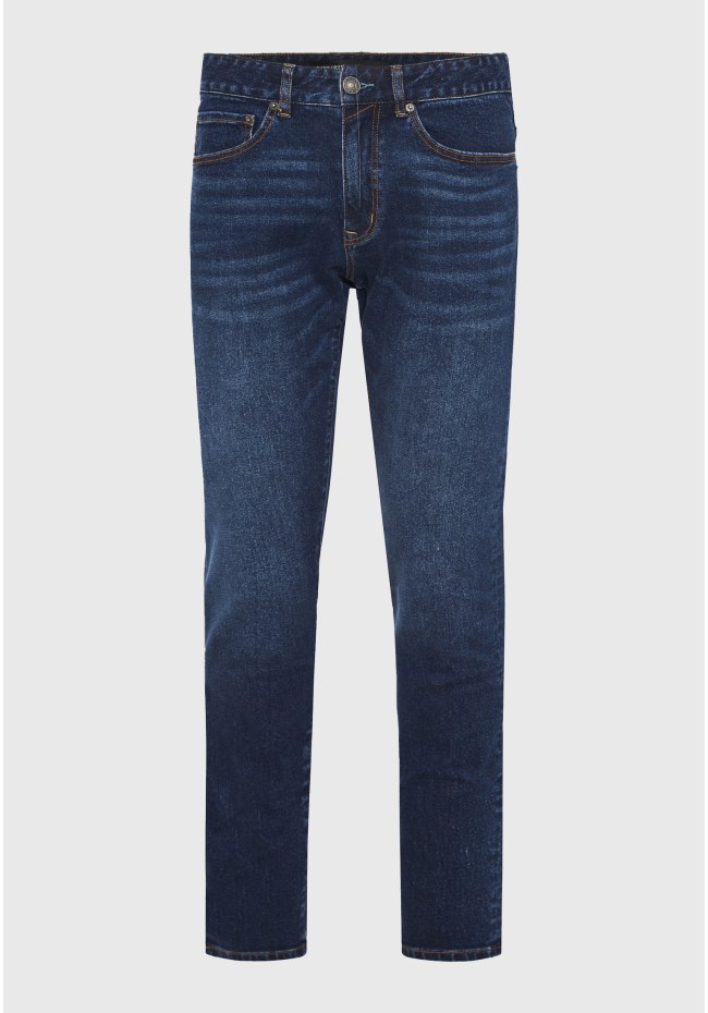 Slim tapered fit τζιν παντελόνι με ελαφρύ ξεθώριασμα