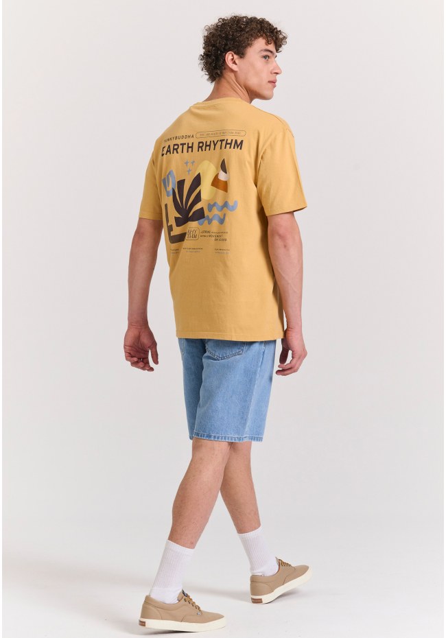 Relaxed t-shirt από οργανικό βαμβάκι με abstract τύπωμα