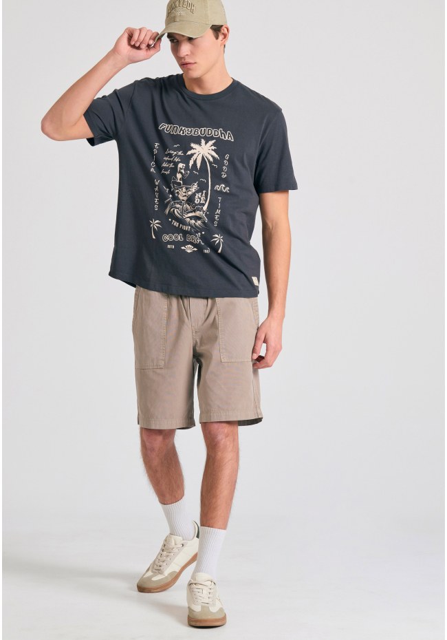 Relaxed fit t-shirt με tropical τύπωμα