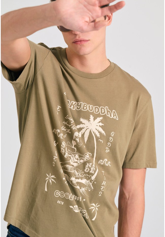 Relaxed fit t-shirt με tropical τύπωμα