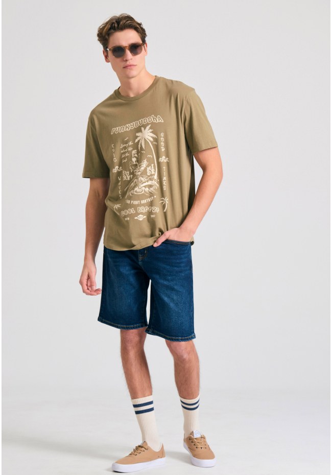 Relaxed fit t-shirt με tropical τύπωμα