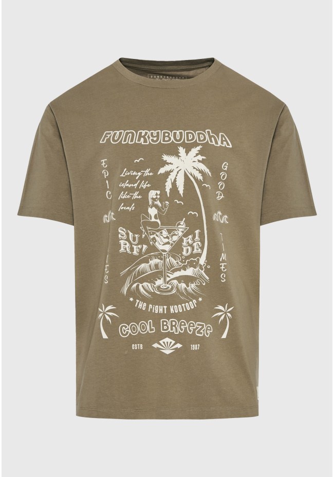 Relaxed fit t-shirt με tropical τύπωμα