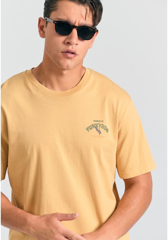 Relaxed t-shirt with tropical print on the back