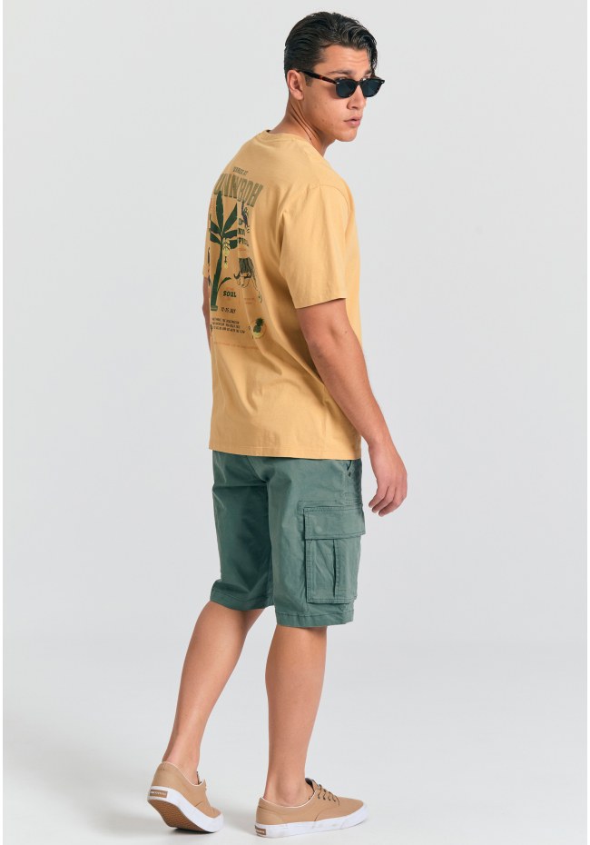Relaxed t-shirt with tropical print on the back
