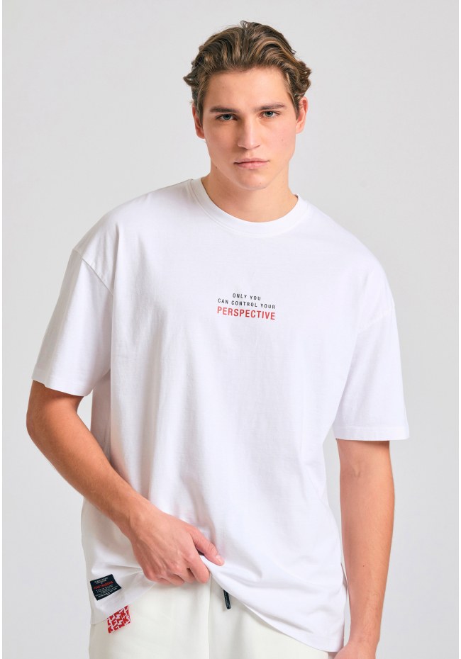 Oversized t-shirt with text artwork print on the back