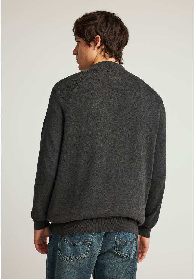 Ανδρικό μονόχρωμο half-zip πλεκτό πουλόβερ