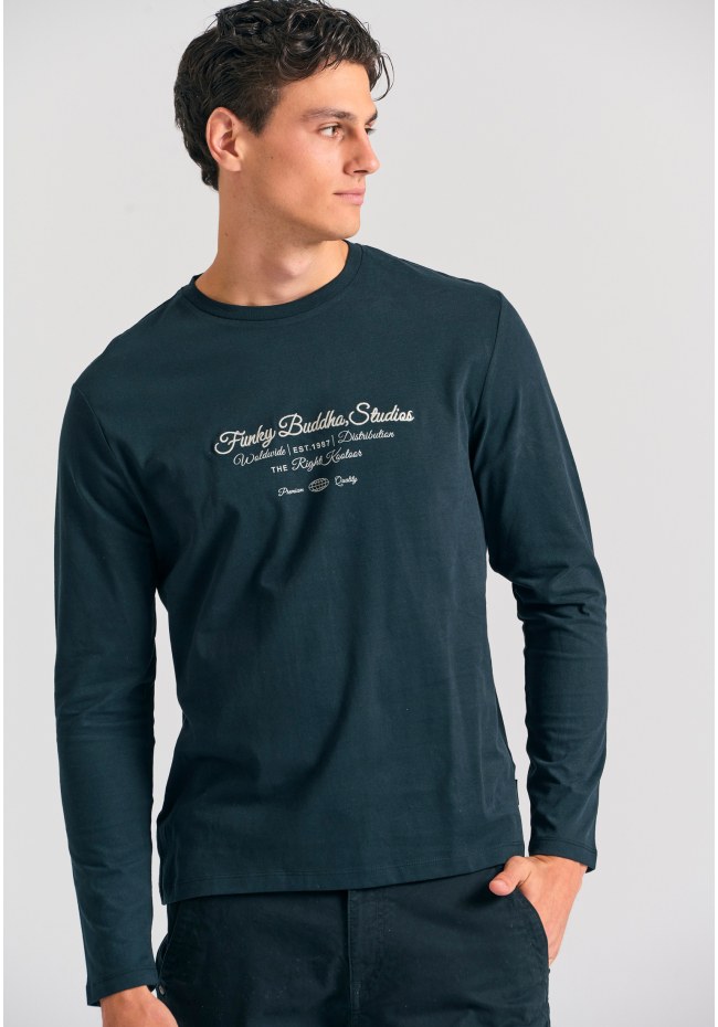 Μακρυμάνικο T-shirt με Funky Buddha τύπωμα στο στήθος