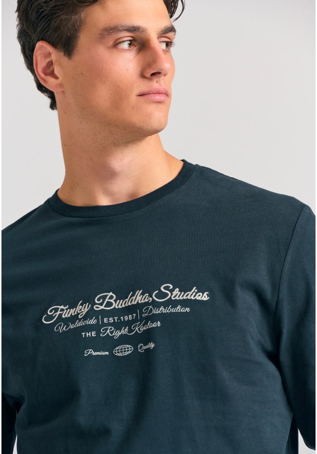 Μακρυμάνικο T-shirt με Funky Buddha τύπωμα στο στήθος