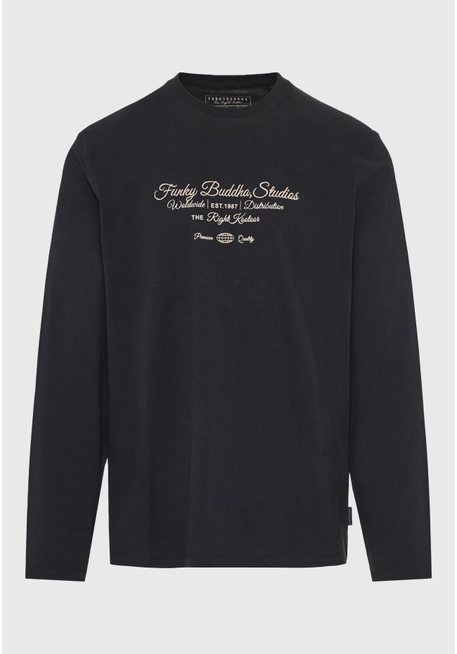Μακρυμάνικο T-shirt με Funky Buddha τύπωμα στο στήθος