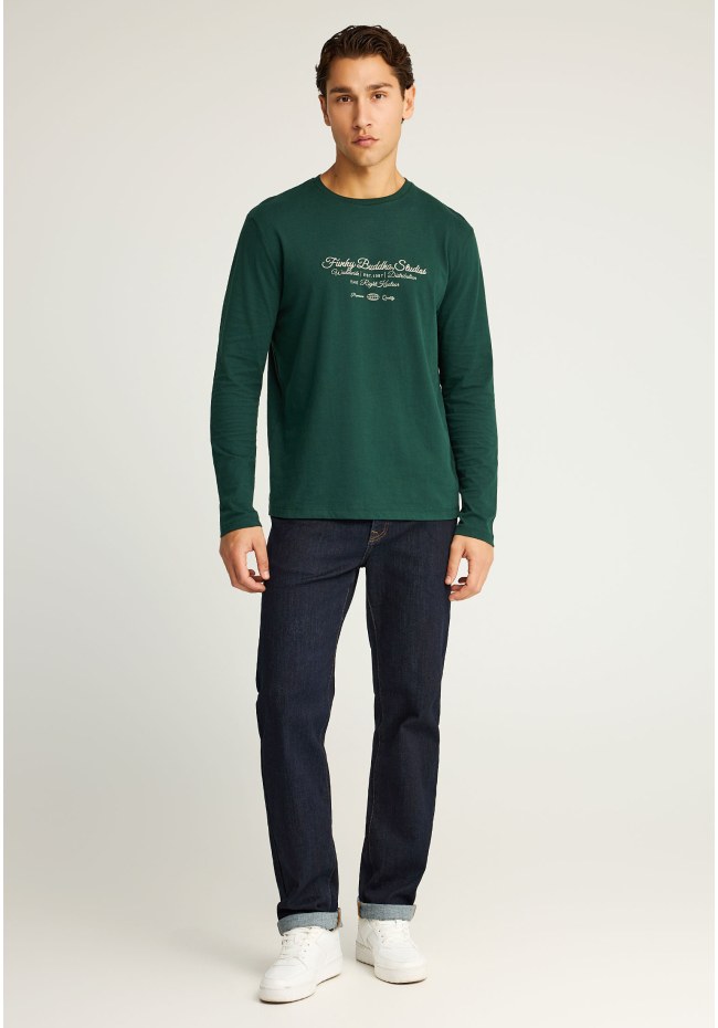 Μακρυμάνικο T-shirt με Funky Buddha τύπωμα στο στήθος