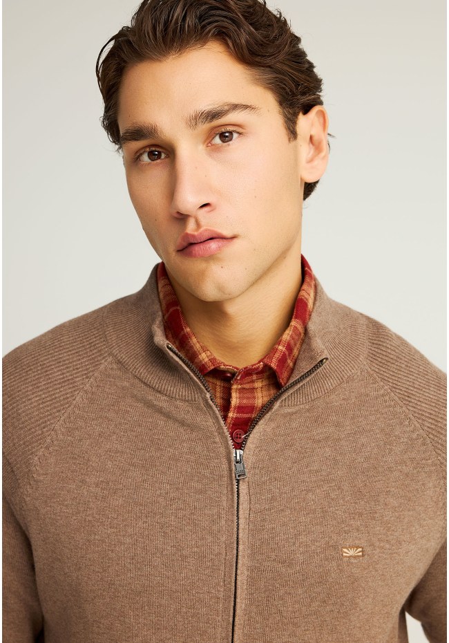 Ανδρική πλεκτή ζακέτα με φερμουάρ