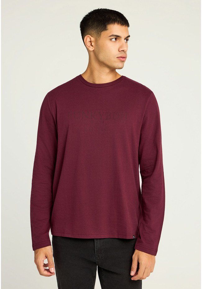 Μακρυμάνικο T-shirt με Funky Buddha τύπωμα στο στήθος