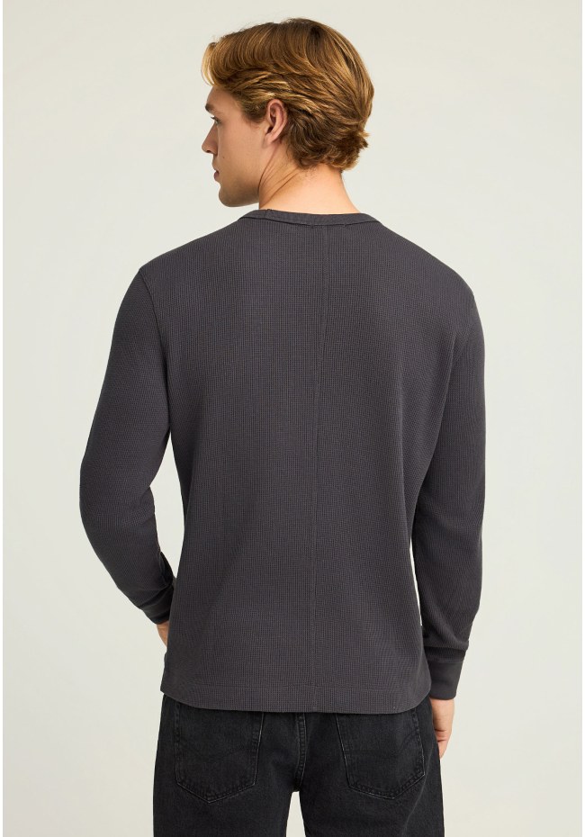 Relaxed fit μονόχρωμη μακρυμάνικη μπλούζα