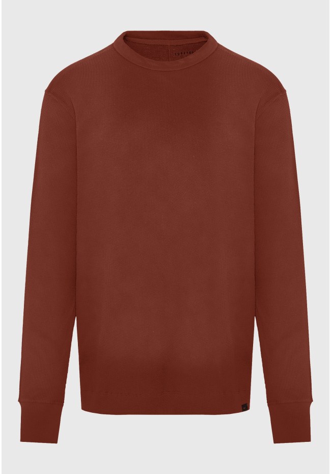 Relaxed fit μονόχρωμη μακρυμάνικη μπλούζα