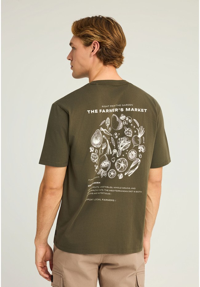 Relaxed t-shirt με vintage τύπωμα στην πλάτη