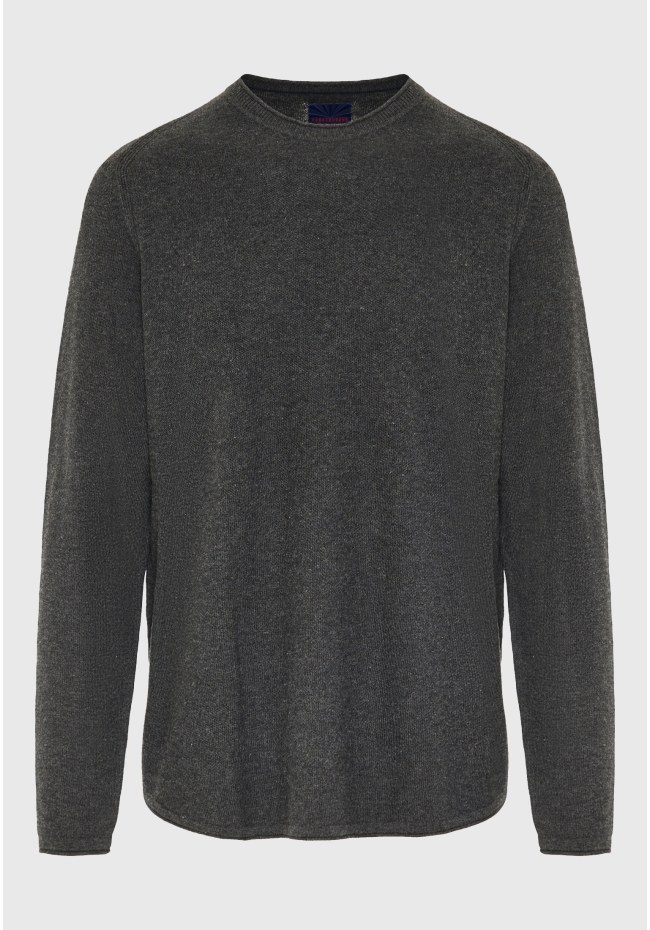 Ανδρική μονόχρωμη πλεκτή μπλούζα με λαιμόκοψη