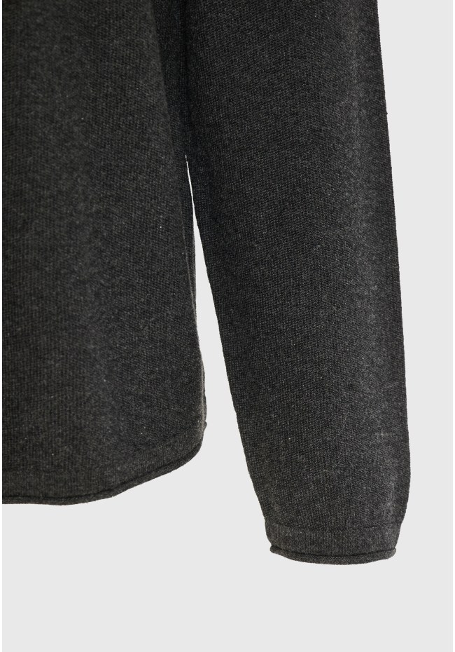 Ανδρική μονόχρωμη πλεκτή μπλούζα με λαιμόκοψη