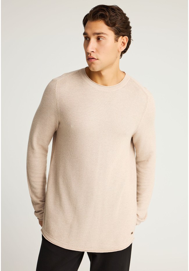 Ανδρική μονόχρωμη πλεκτή μπλούζα με λαιμόκοψη