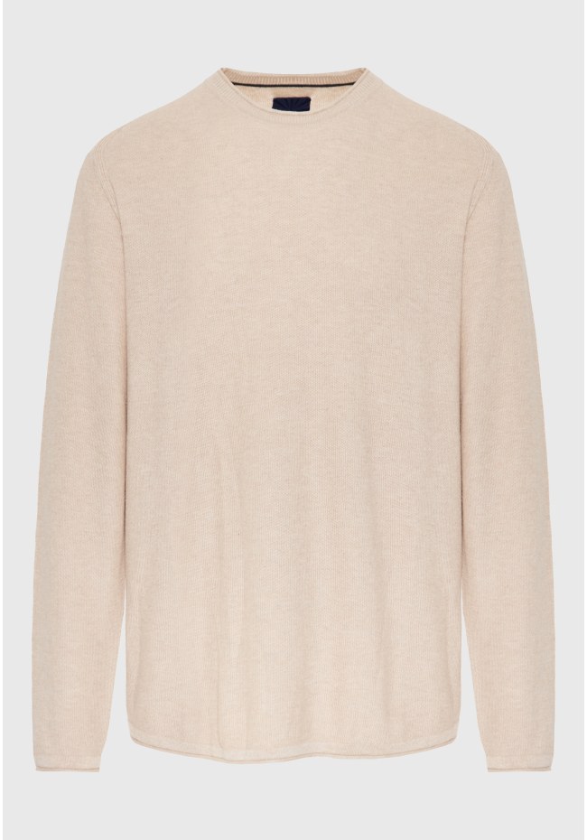 Ανδρική μονόχρωμη πλεκτή μπλούζα με λαιμόκοψη