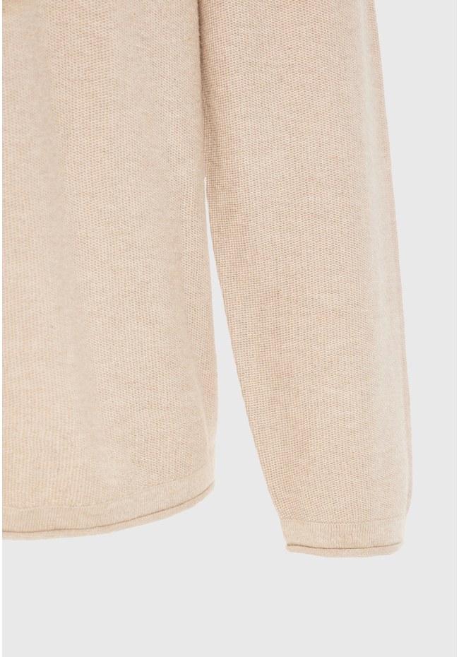 Ανδρική μονόχρωμη πλεκτή μπλούζα με λαιμόκοψη