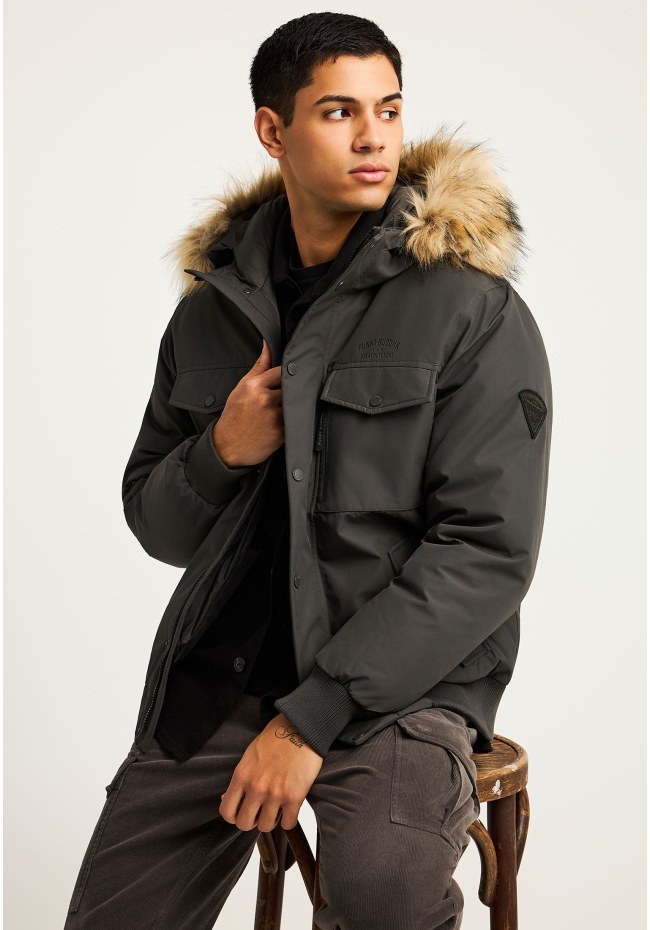 Men's bomber jacket with detachable hood