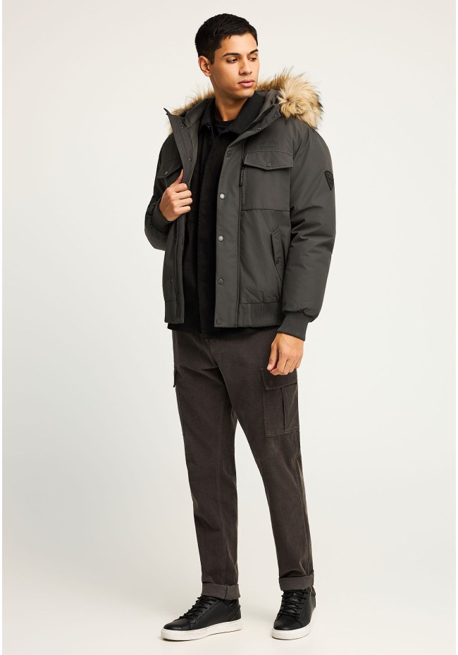 Men's bomber jacket with detachable hood