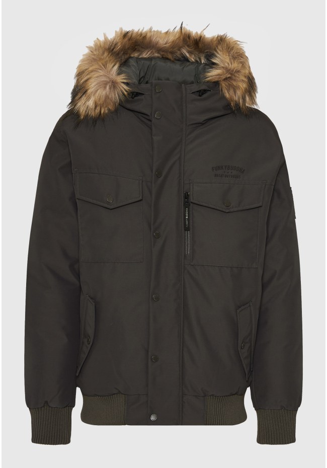 Men's bomber jacket with detachable hood