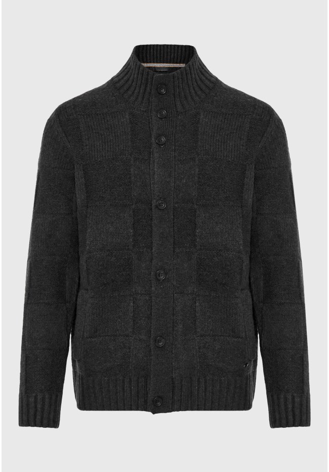 Ανδρική πλεκτή ζακέτα με ψηλή λαιμόκοψη