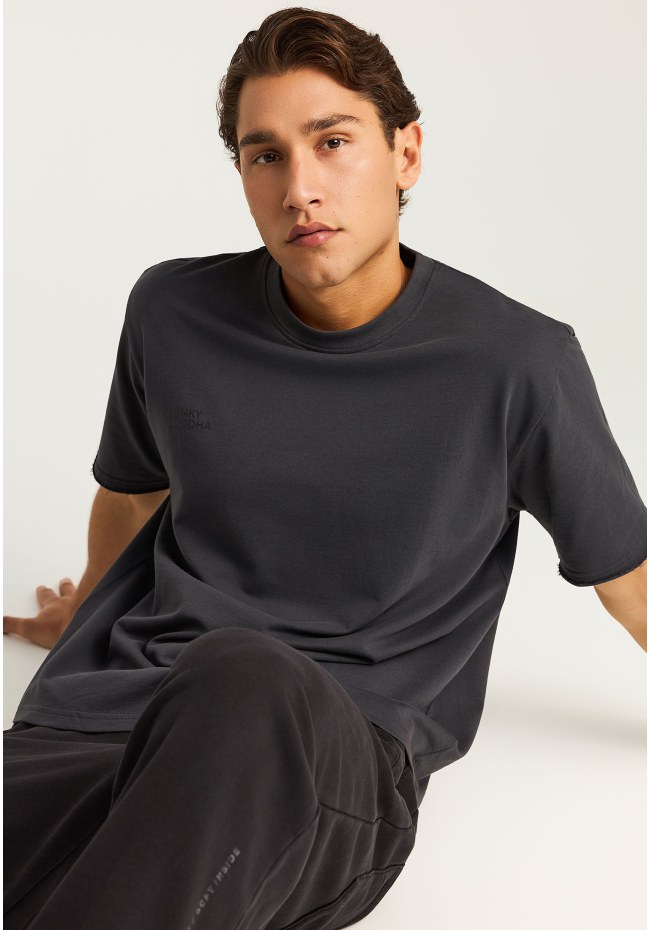 T-shirt με text τύπωμα στην πλάτη