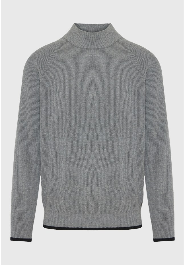 Men's knitted cotton mock neck sweater
